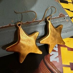 Gold Star Dangle Earrings